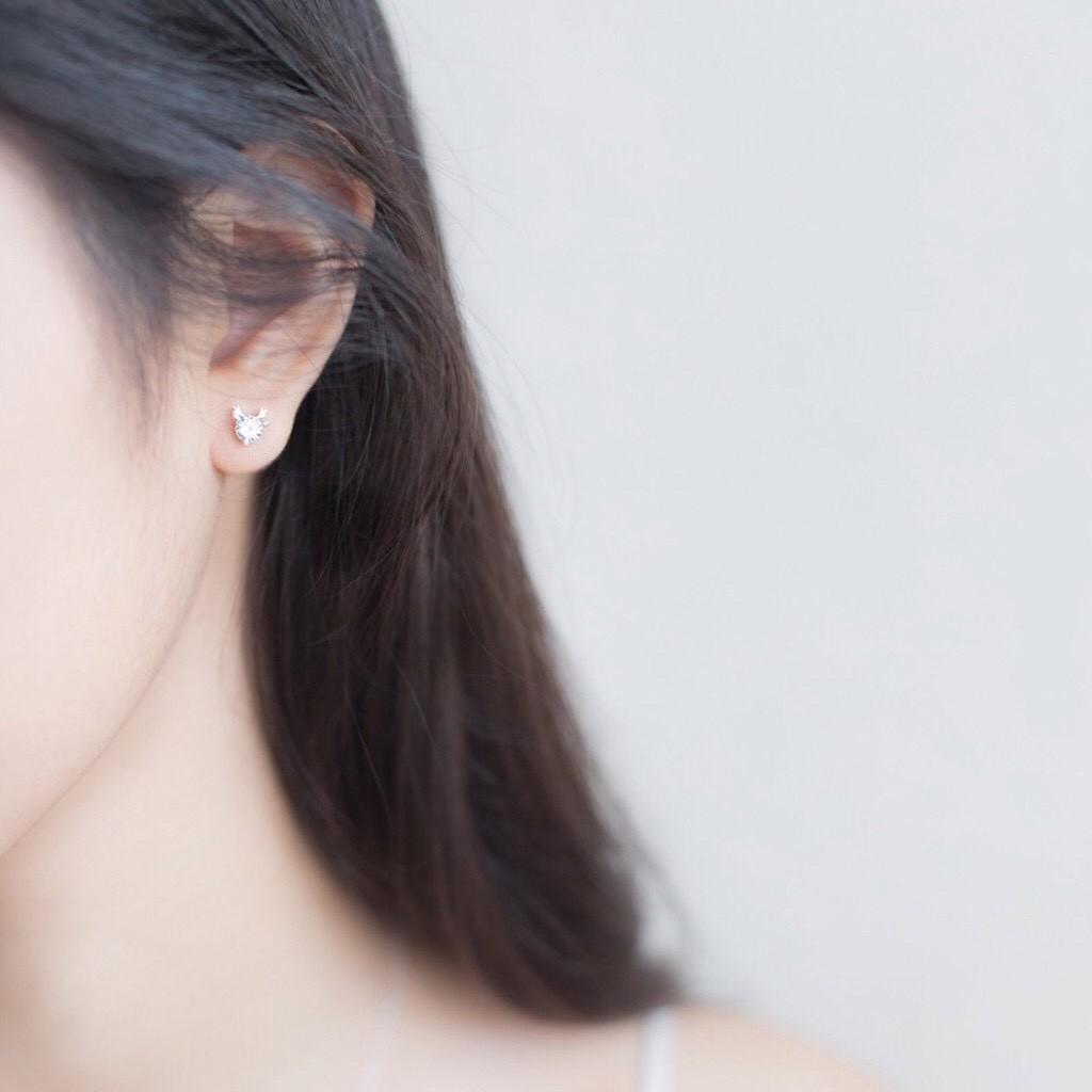 Bông tai nữ Pansy Store, khuyên tai bạc 925 con hươu đính đá