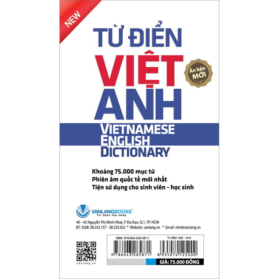 Từ Điển Việt Anh khoảng 75.000 Mục Từ (Tái Bản)