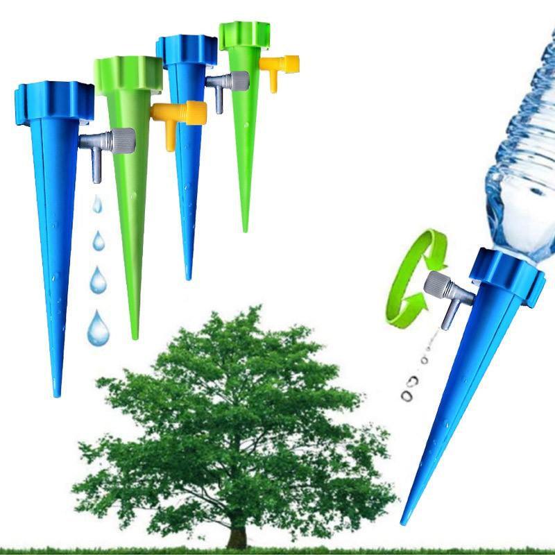 Bộ 4 nắp tự động tưới cây nhỏ giọt thông minh có num điều chỉnh lưu lượng, gắn vào chai nhựa sẵn có