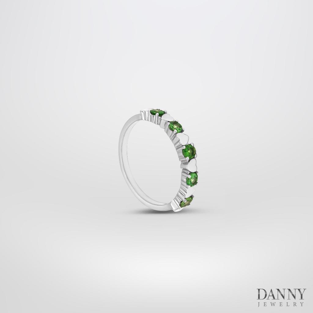 Nhẫn Nữ Danny Jewelry Bạc 925 Xi Rhodium Đính 5 Viên Đá Garnet N0110