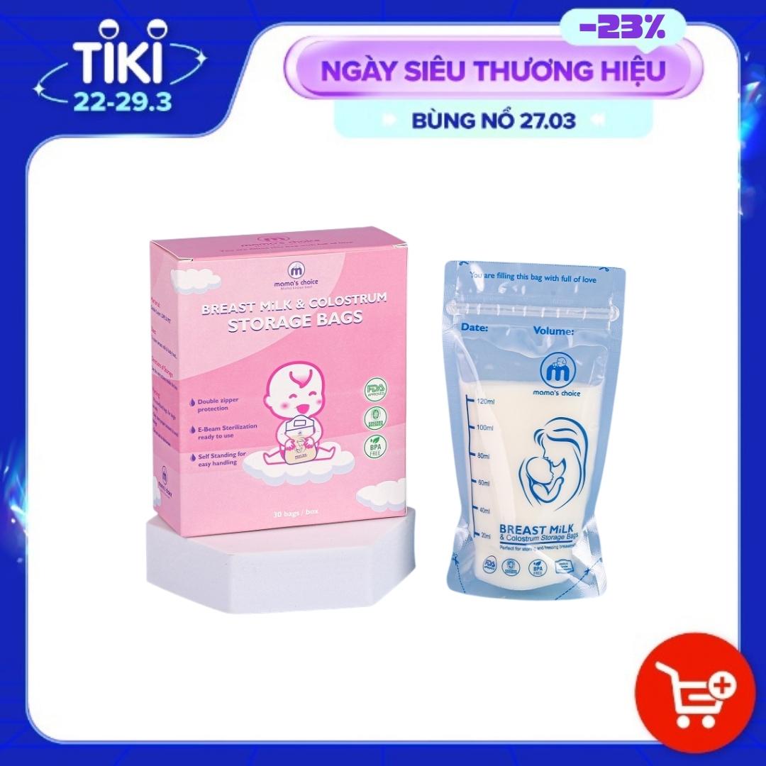 Túi Trữ Sữa Mama's Choice, Túi Đựng Sữa Mẹ Loại 250ml và 120ml, Kiểm Định An Toàn Bởi Bureau Veritas, Hộp 30 Túi