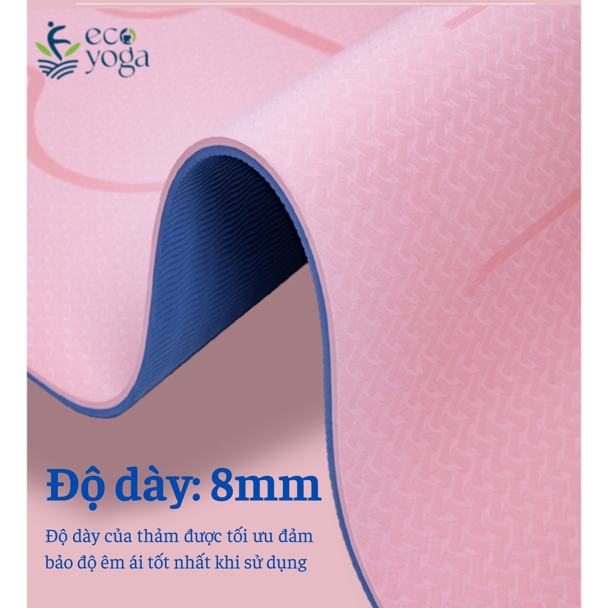 Thảm Tập Yoga TPE 8mm Định Tuyến, Thảm Dày Dặn, Chống Trơn Trượt, Thấm Hút Mồ Hôi, Đường Định Tuyến In Rõ Nét