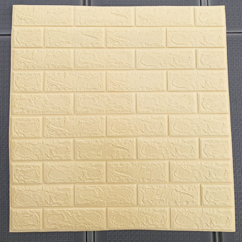 Bộ 5 Tấm Xốp Dán Tường Gạch Dày 4mm Vàng Kem 70cmx77cm