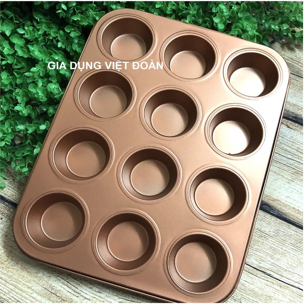 Khay Khuôn làm bánh CupCake Chống Dính Loại 6 và 12 ô. Dung cụ làm bánh NƯỚNG Muffin, Tart, Pie