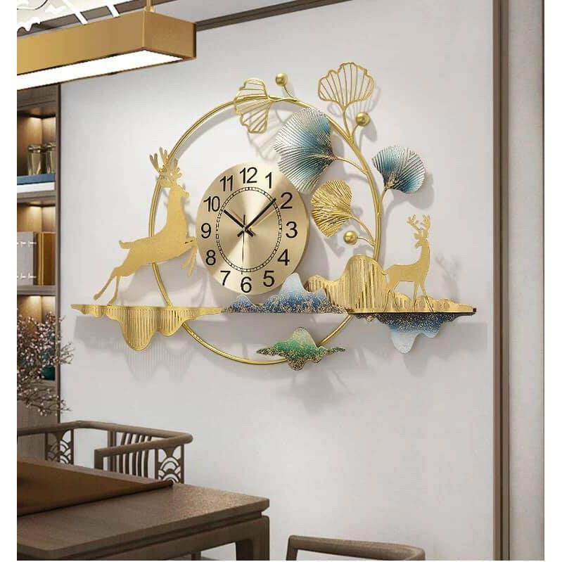 Đồng Hồ Treo Tường, Đồng Hồ Trang Trí Decor Hươu Mã 2325 -kt 126*66cm-quà tặng đẹp,giá rẻ,ý nghĩa,bảo hành 24 tháng