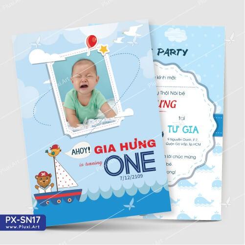 Thiệp thôi nôi – sinh nhật theo yêu cầu Pluxi