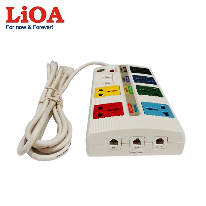 Ổ cắm điện đa năng chính hãng LIOA ( 6 ổ +1 công tắc) dây 3m 6 OFFICE-3W màu trằng