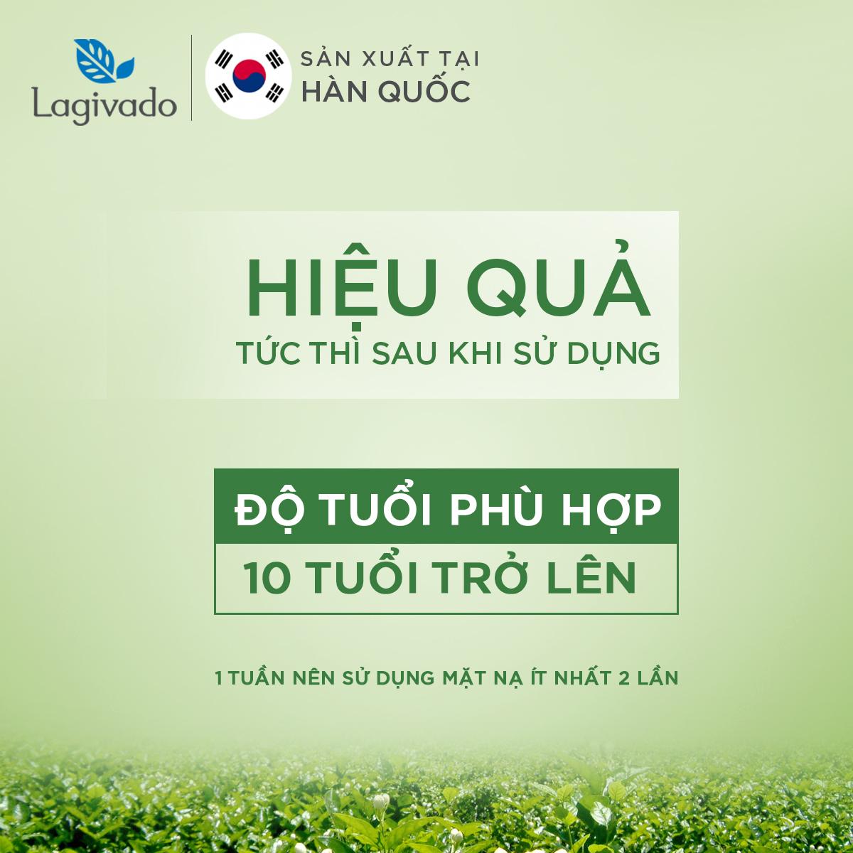 Combo 12 Mặt nạ dưỡng ẩm, trắng sáng da Hàn Quốc chính hãng Lagivado đắp mặt thư giãn, làm dịu da, cho làn da căng bóng và mềm mịn Hydra Calming Facial Mask dạng giấy