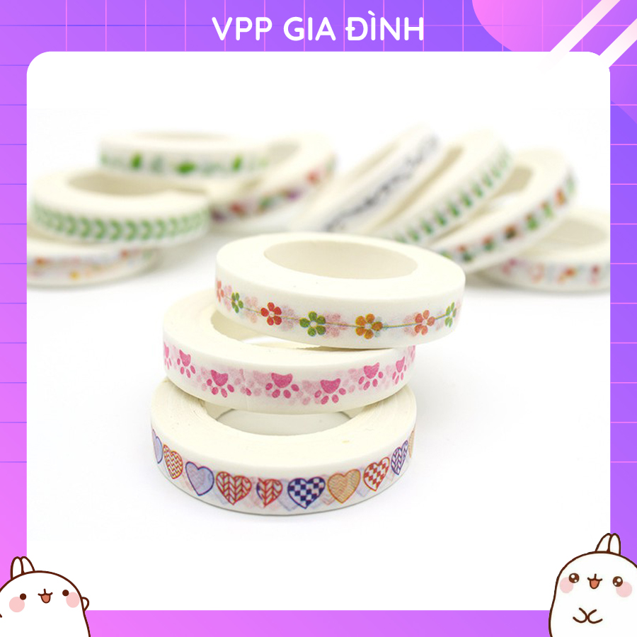 Băng Keo Giấy Trang Trí Washi Tape Trang Trí Sổ Chia Dòng 8Mm