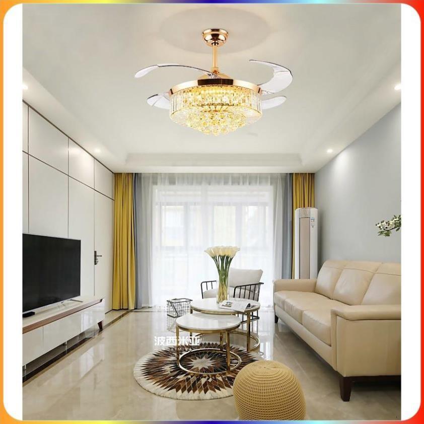 Quạt trần đèn dấu cánh, quạt trần phòng khách, 3 chế độ ánh sáng-điều khiển từ xa -KNQ19