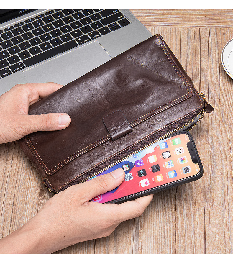 Ví cầm tay nam DA BÒ THẬT  - BEE GEE VNA9028