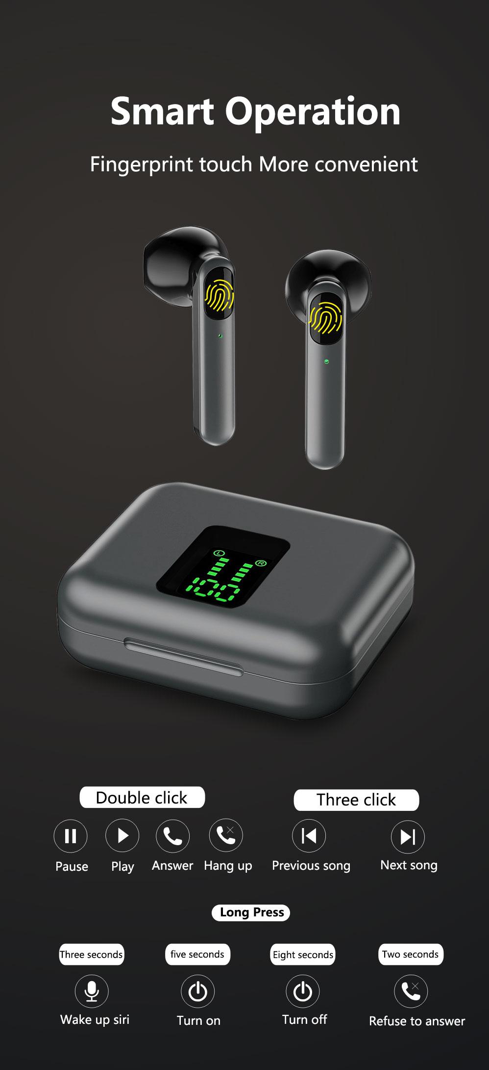 Mini  Bluetooth  5.0  Wireless  Headset Rechargeable Stereo Sports Earbuds