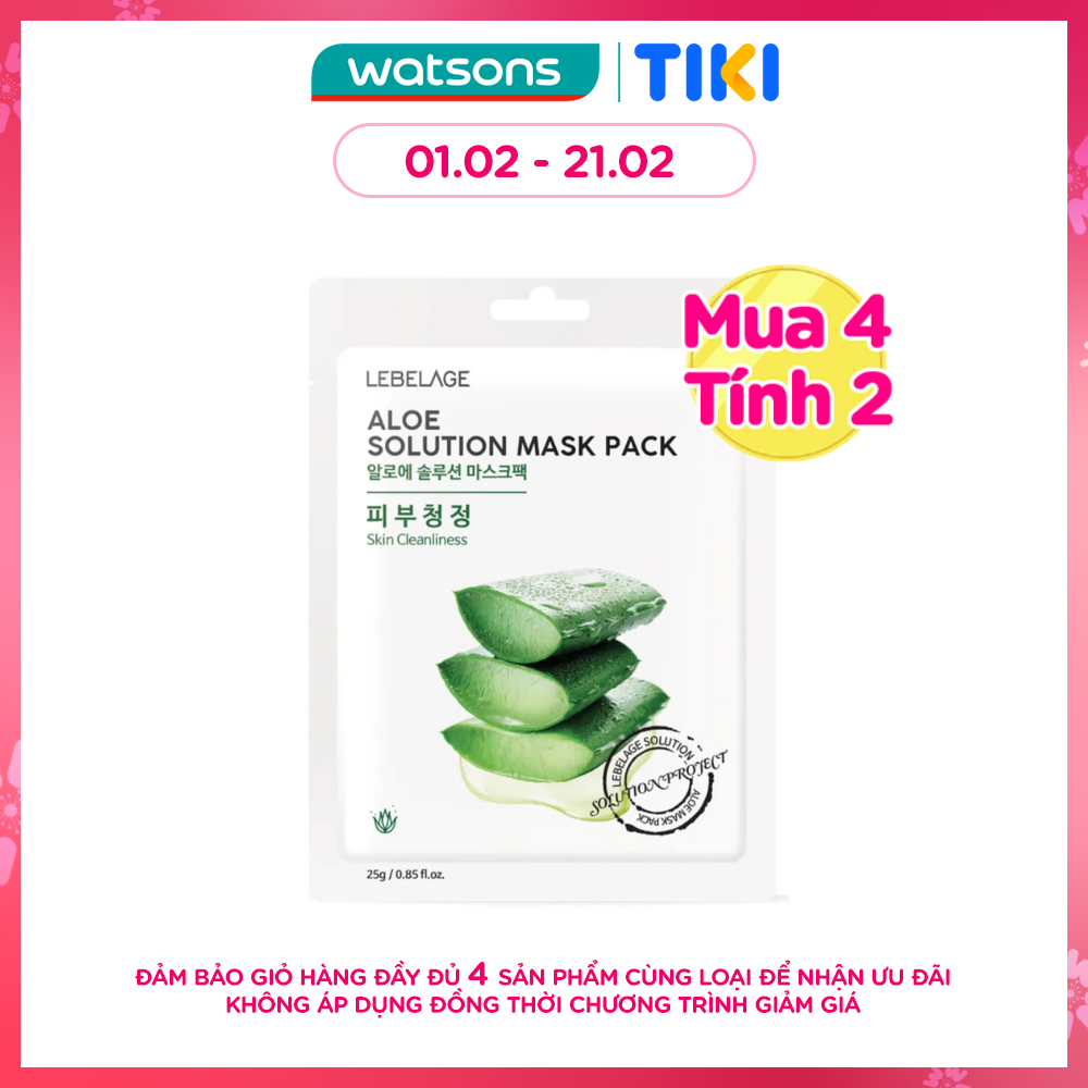 Mặt Nạ Lebelage Aloe Solution Mask Pack Skin Cleanliness Chiết Xuất Nha Đam 25g