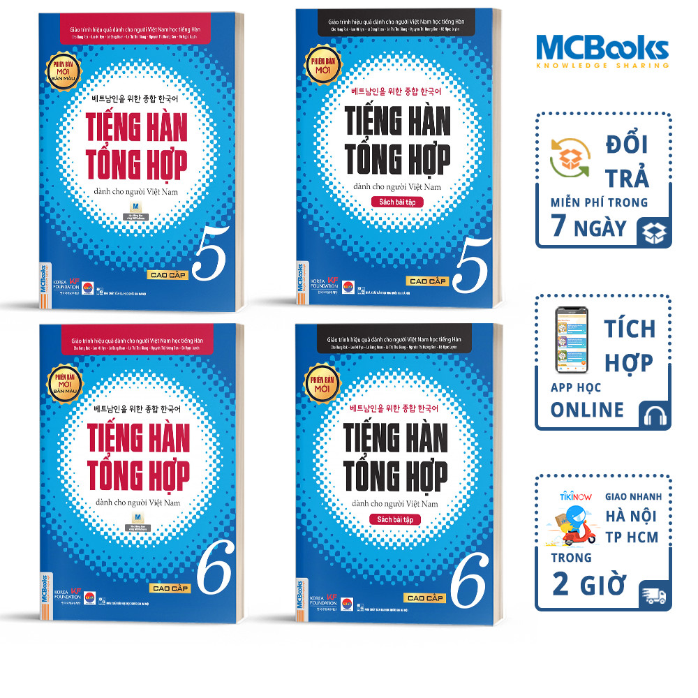 Combo 4 Cuốn Tiếng Hàn Tổng Hợp Cao Cấp 5 và 6 Bản Màu - Học Kèm App Và Bài Giảng Online