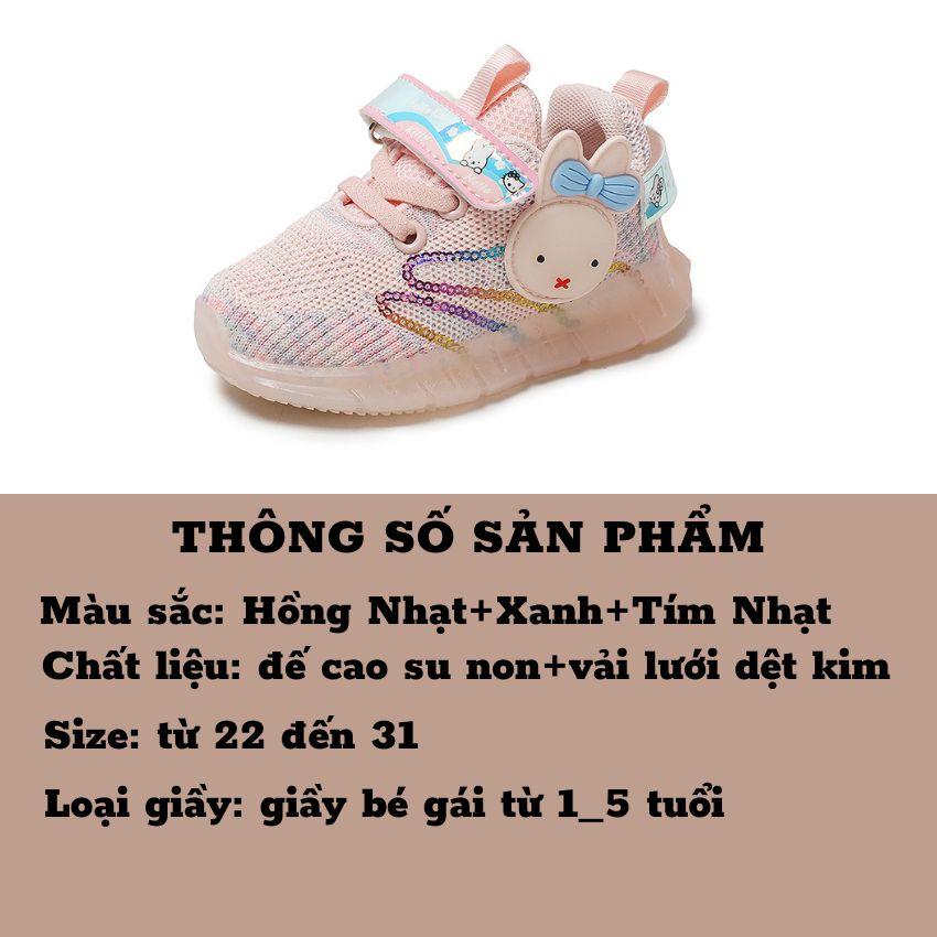 Giày Bé Gái Từ 1_5 Tuổi .Giày Tập Đi Cho Bé Gái Có Đèn Đế Êm Chân Thông Hơi Thoáng Khí kiểu Ngộ Nghĩnh Đáng Yêu GE05