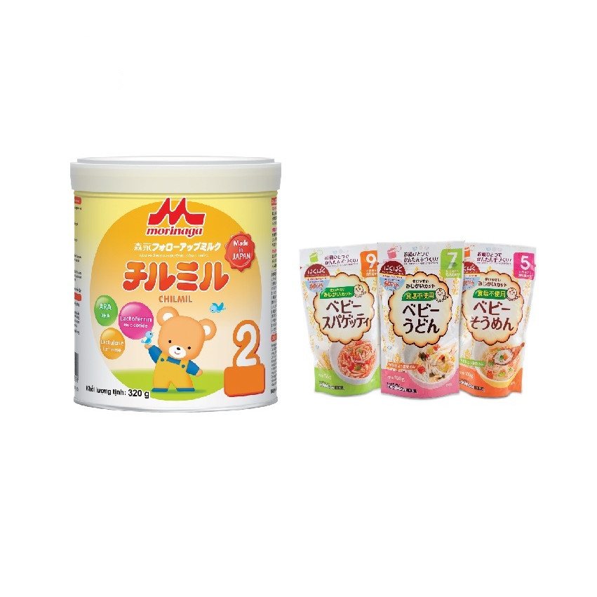 Sữa Morinaga số 2 Chilmil  hộp 320gr và 1 gói cháo ăn dặm (ngẫu nhiên)