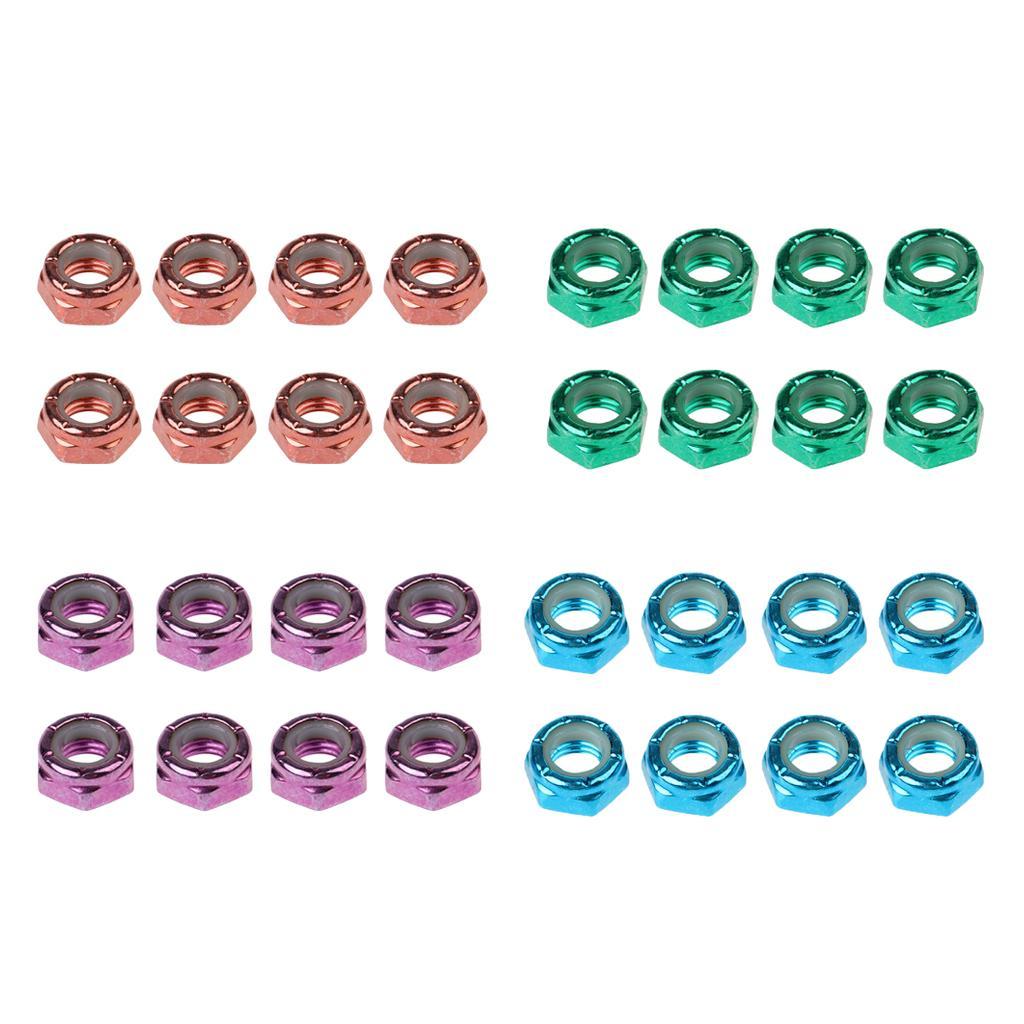 3x8pcs Skateboard Truck Wheel Axle Screw Nuts Longboard Accessories Blue
