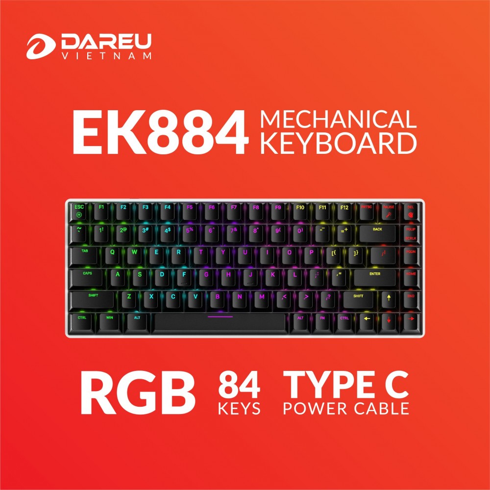 Bàn Phím cơ DareU EK884 RGB - Hàng Chính Hãng