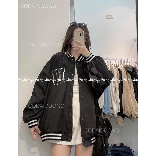 áo bomber chữ U - Đen,freesize dưới 65kg