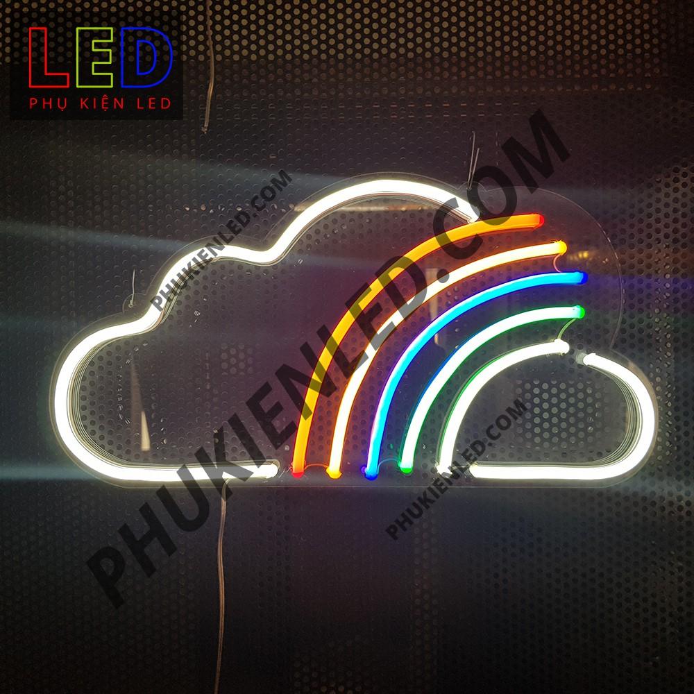 ĐÈN LED NEON HÌNH ĐÁM MÂY CẦU VÒNG – CLOUD RAINBOW LED, TRANG TRÍ TREO TƯỜNG