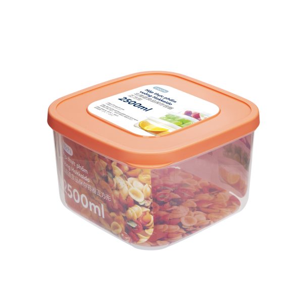 Hộp thực phẩm vuông Hokkaido 2500ml - Giao màu ngẫu nhiên
