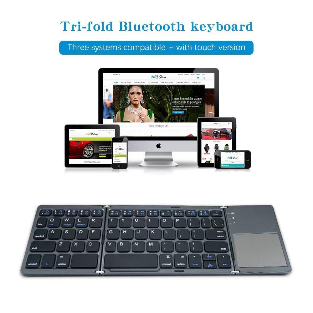 Phong cách mới nhất bàn phím bluetooth không dây ba lần di động điện thoại máy tính bảng bàn phím bluetooth chuột tất cả trong một có bàn di chuột