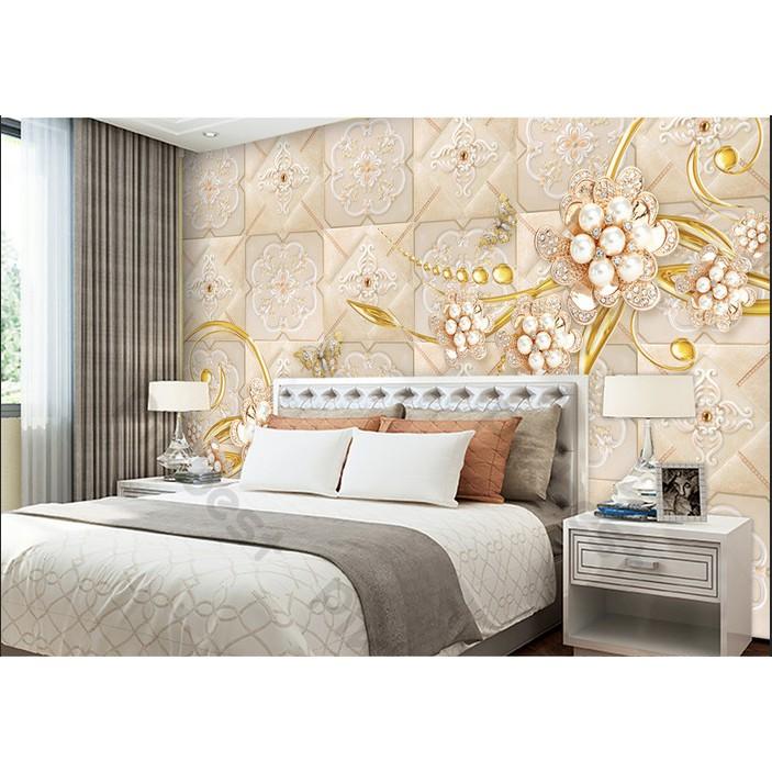 Tranh dán tường Hoa trang sức sang trọng hiện đại, tranh dán tường 3d hiện đại MS1120732
