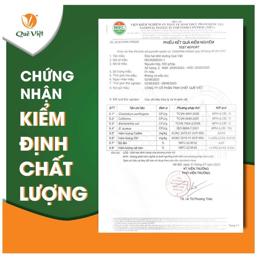 Sữa hạt dinh dưỡng Quê Việt - Hộp 500G