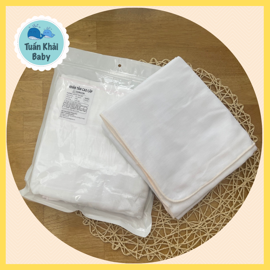 1 Khăn Tắm Gạc Xô 4 Lớp Cao Cấp CUNCON- 1 cái Kích Thước 85x75cm-Chất vải gạc 100% cotton mềm, mịn, thấm hút tốt