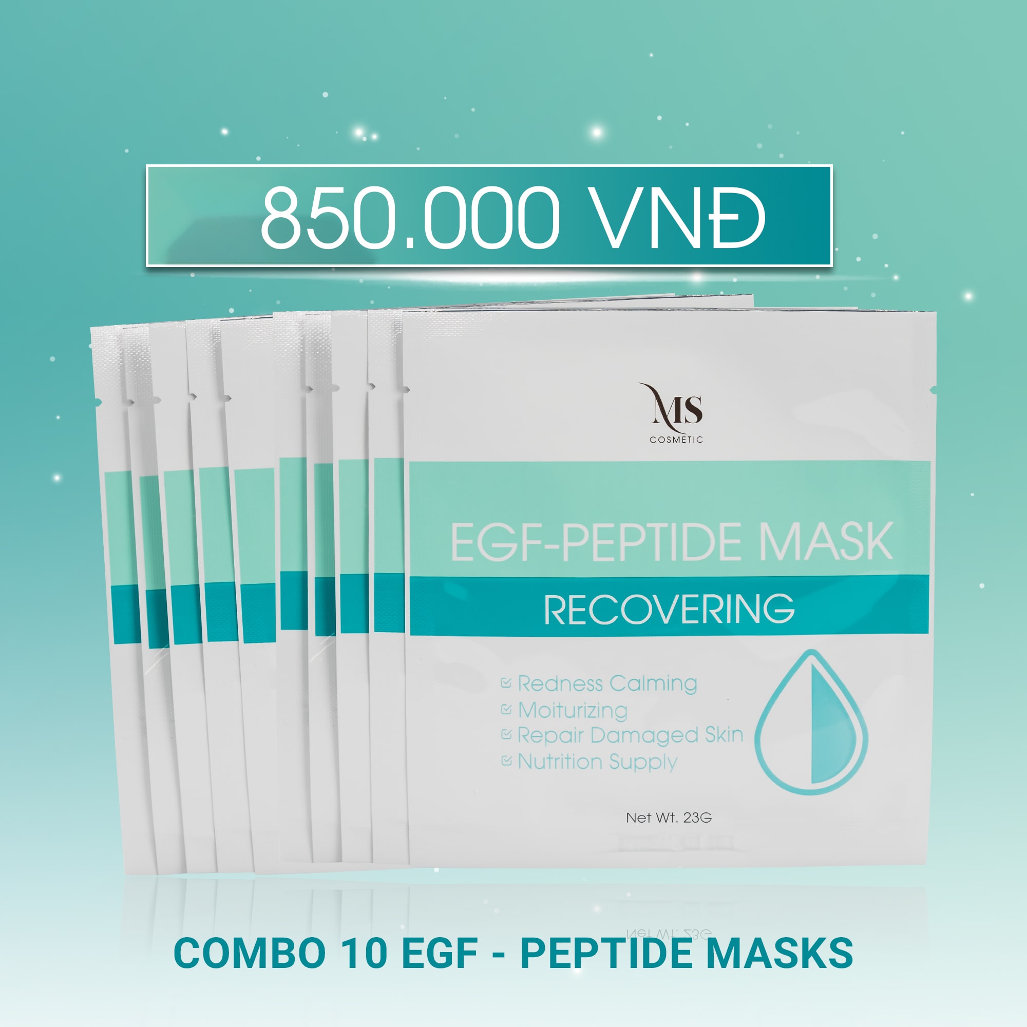 COMBO 10 Mặt Nạ Dạng Thạch MS EGF - Peptide Mask Giúp Dưỡng Ẩm, Mặt Nạ Thạch Phục Hồi Và Tái Tạo Da Giúp Da Săn Chắc (1 Miếng - 23g) - MỸ PHẨM MS COSMETIC