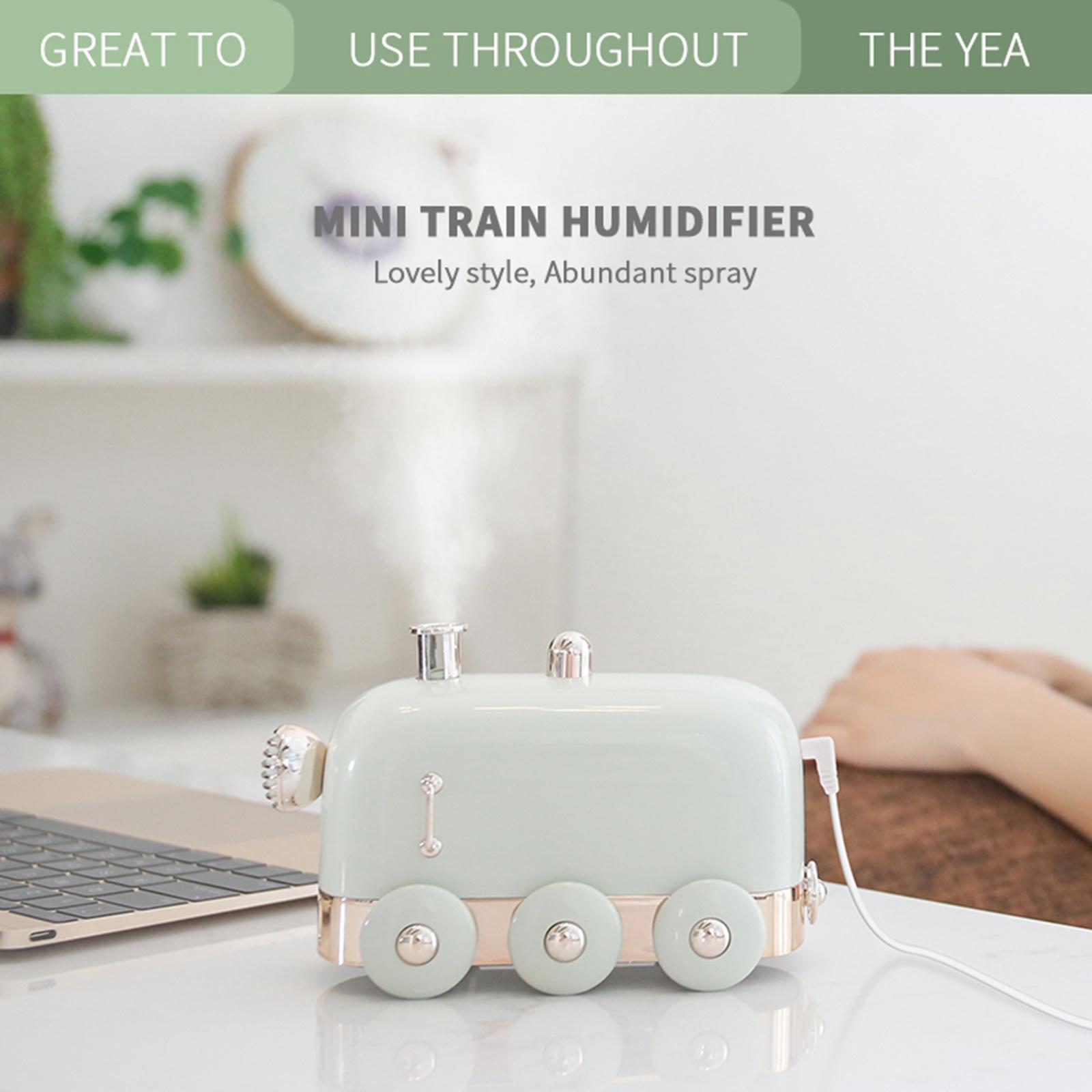 Mini Train USB Humidifier, Desktop Personal Portable Humidifier, Ultra Quiet LED Night Light Function USB Small Diffuser for Office, Bedroom, 300ML