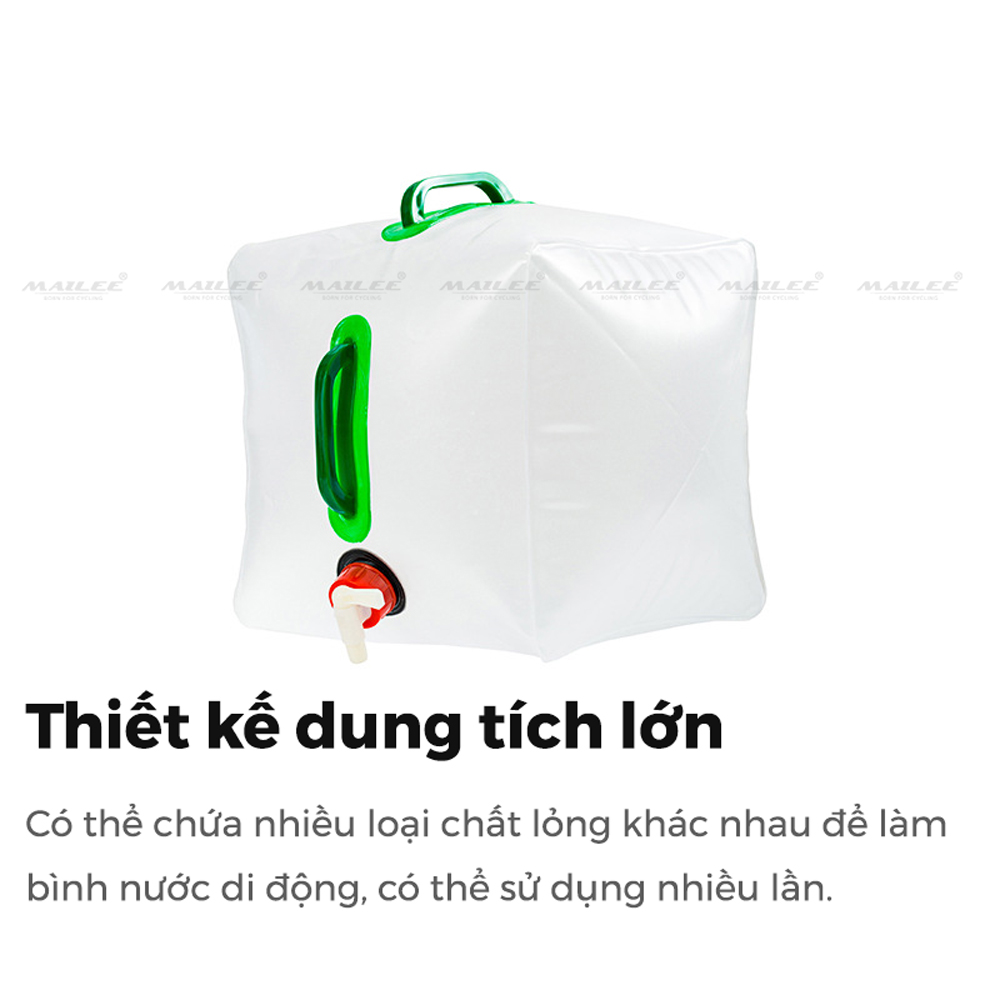 Túi Nước Gấp 5L/ 10L Di Động Đi Ngoài Trời Dụng Cụ Cắm Trại Nhựa PVC Bền Phụ Kiện, Tiện Lợi Cho Cắm Trại Picnic - Mai Lee