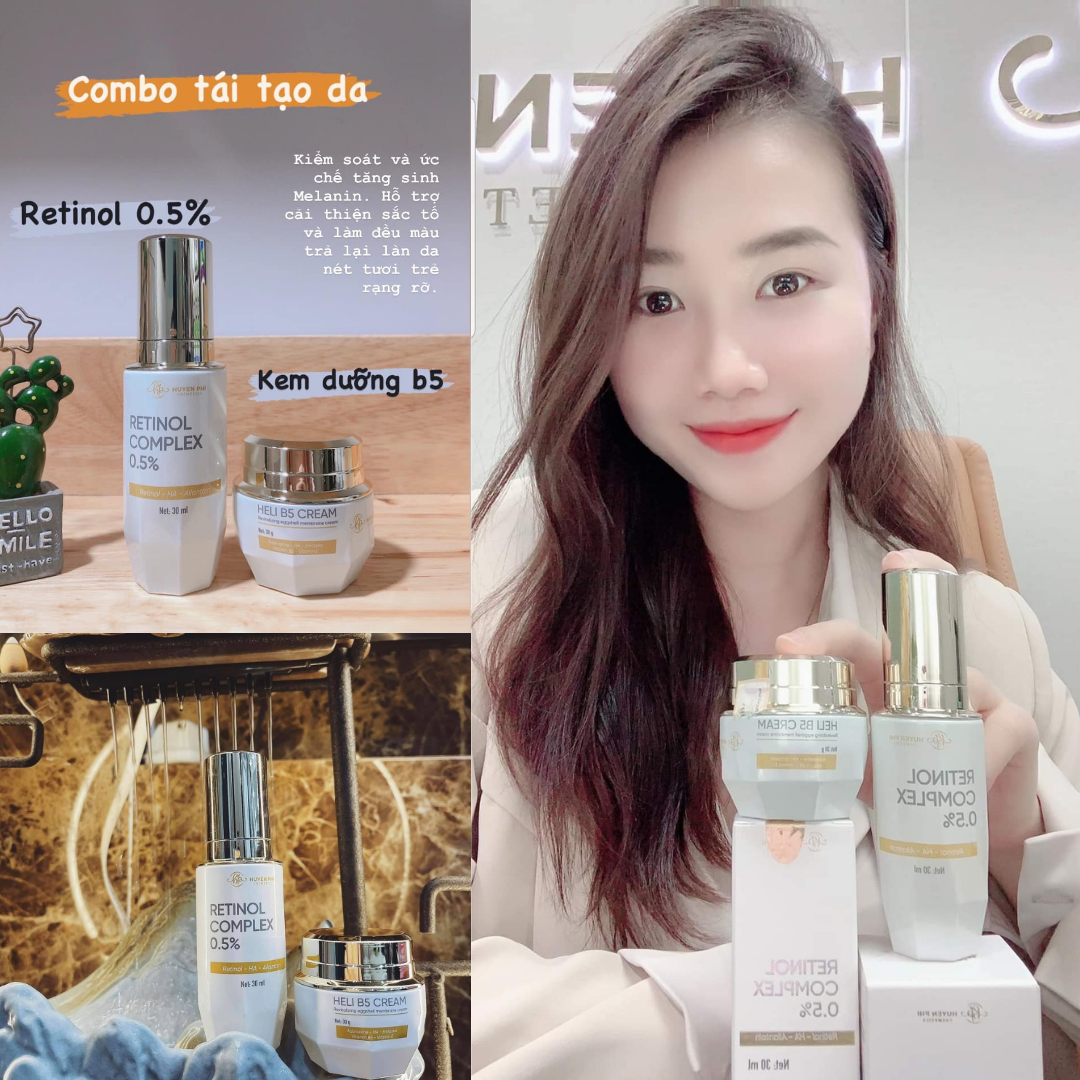 Combo Bộ Tái Sinh Retinol Complex 0.5 và Heli B5 Cream Huyền Phi Dưỡng Da Tái Tạo Chăm Sóc Làn Da Khỏe Mạnh