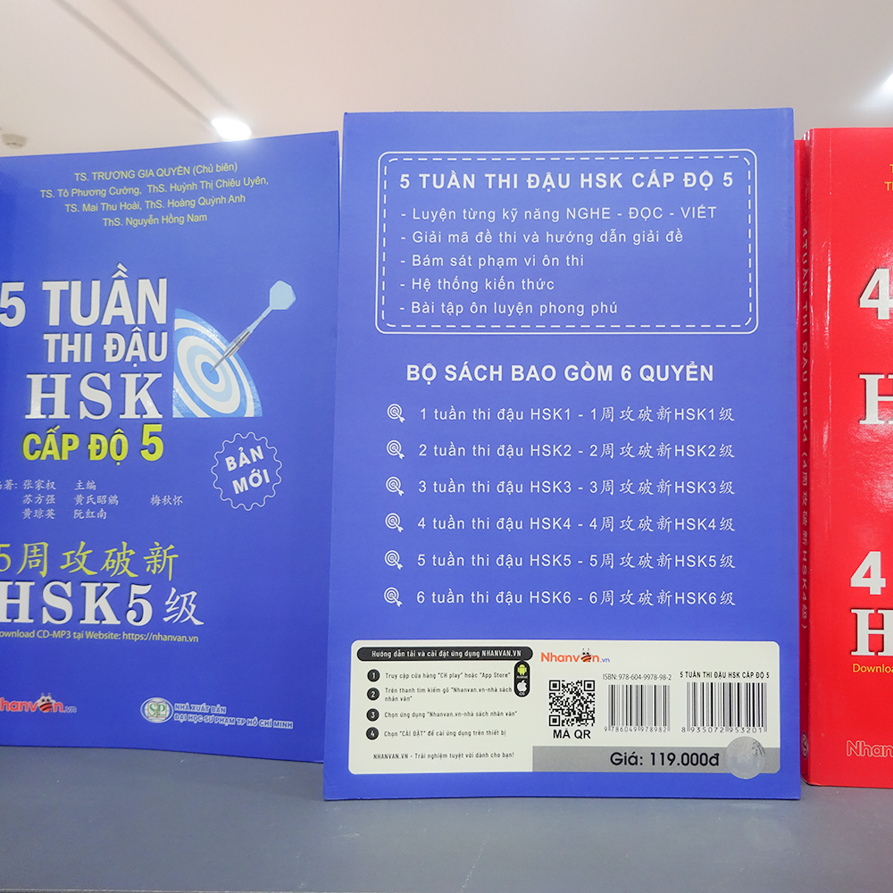 Sách - 5 Tuần Thi Đậu HSK Cấp Độ 5 - Sách luyện thi tiếng Hoa  độc quyền Nhân Văn