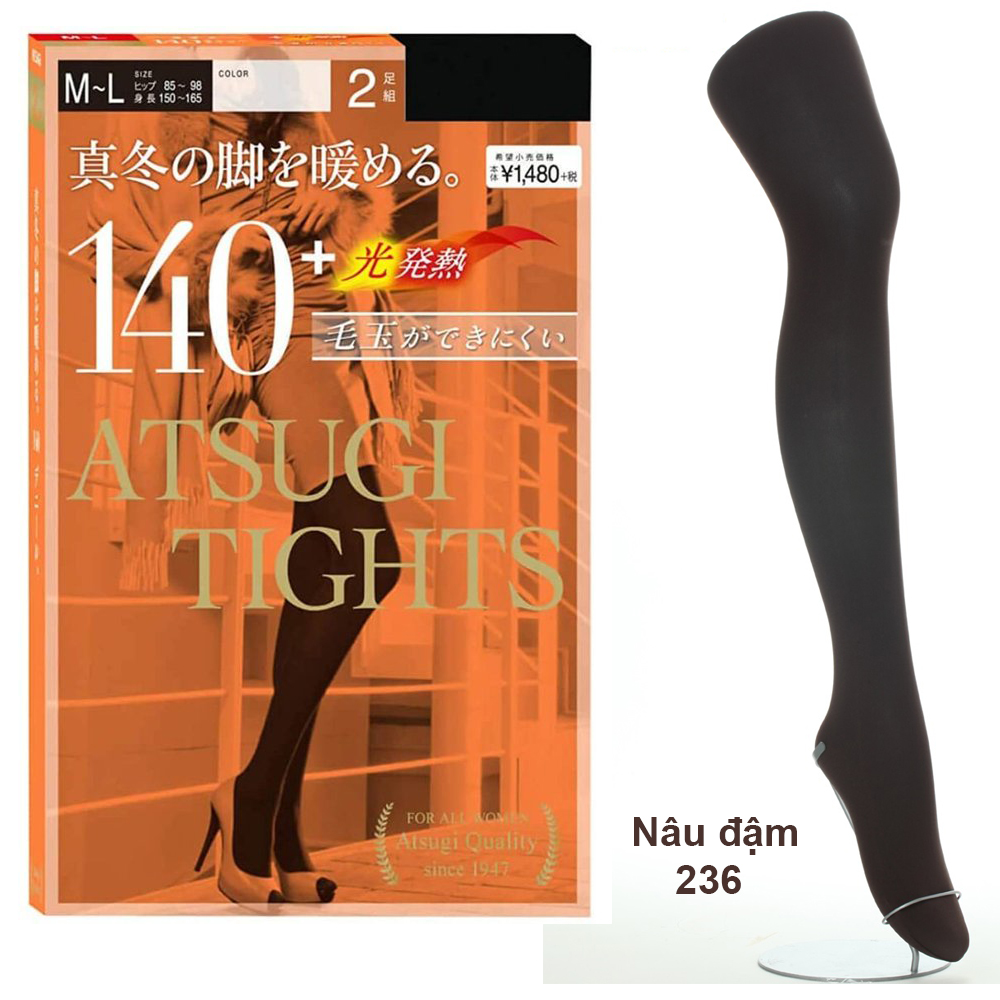 2 Chiếc quần tất giữ nhiệt thu đông Atsugi Nhật Bản sợi dệt kim nhẹ mềm mịn dày 140D loại bigsize co giãn