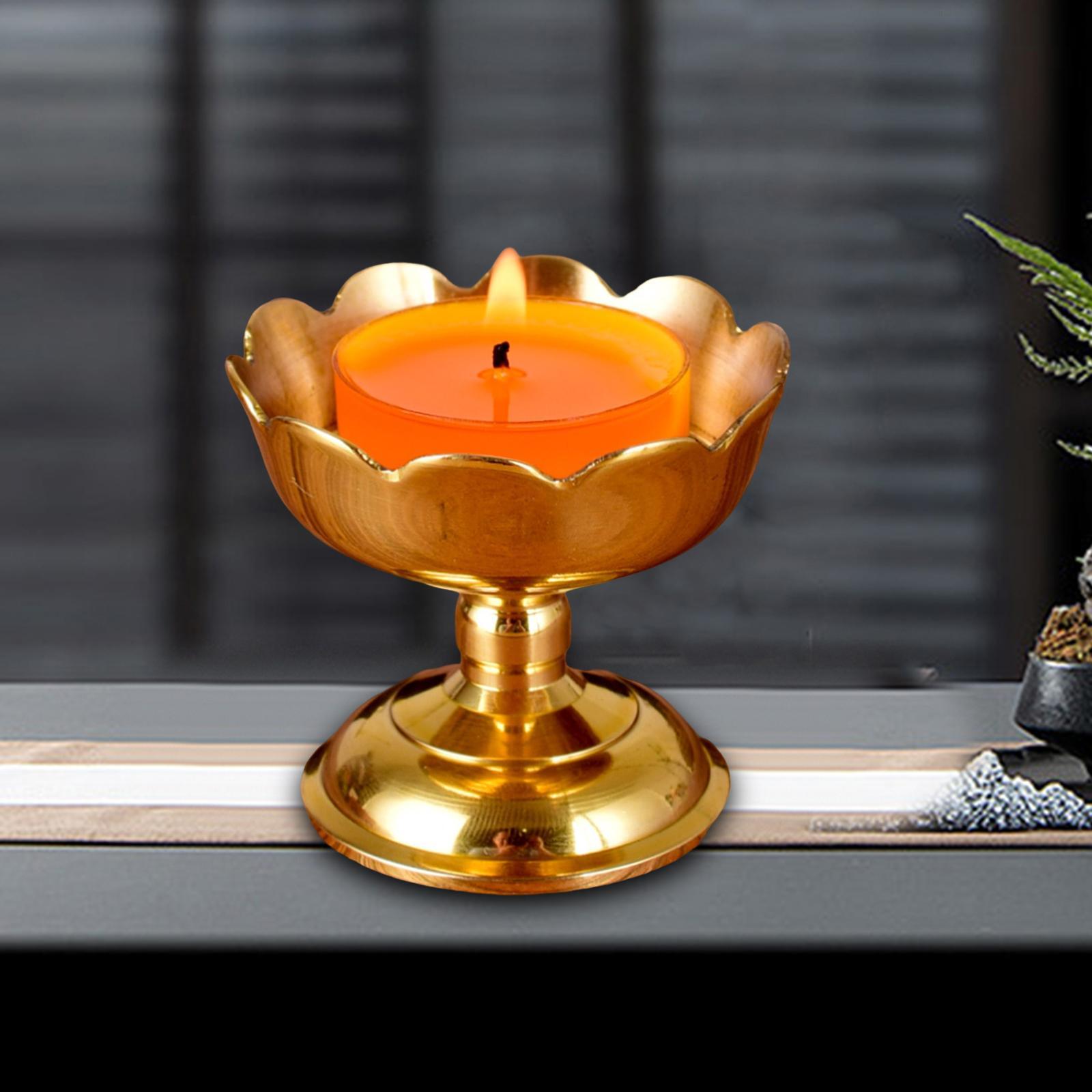 Metal Tibetan Ghee Lamp Holder Table Centerpiece Buddhist Light Holder