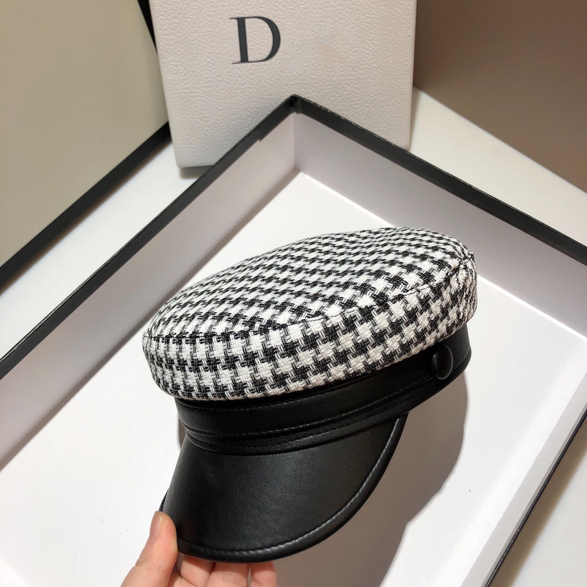 Nước TẤN-Swhbias Hình Bát Giác Bộ Đội Nữ Kẻ Sọc Da Tấm Che Chống Newsboy Cap 2021 Mới Vintage Mùa Thu Đông Mũ Nồi Nữ Xinh Xắn