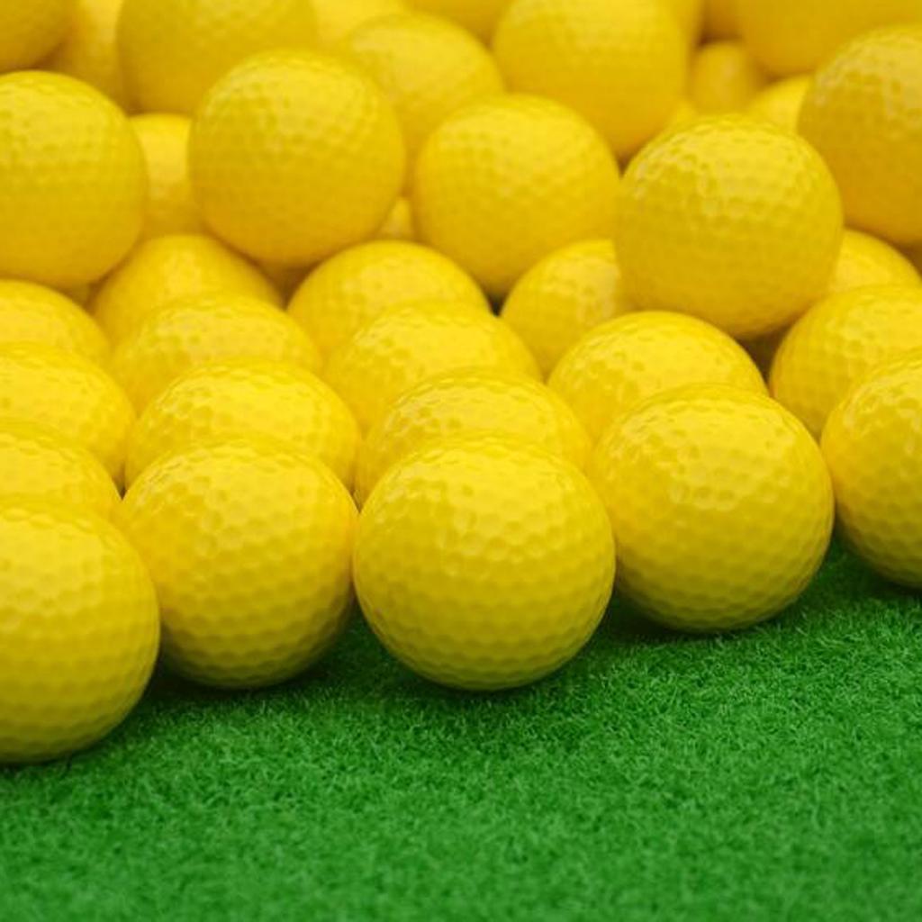 2xElastic Synthetic Rubber Golf Ball Training Practice Ball Yellow 42.6mm