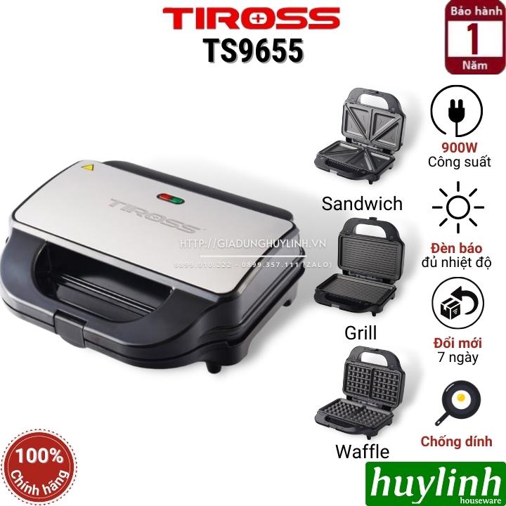 Máy - Kẹp nướng bánh sandwich 3 trong 1 Tiross TS9655 - 900W - Hàng chính hãng