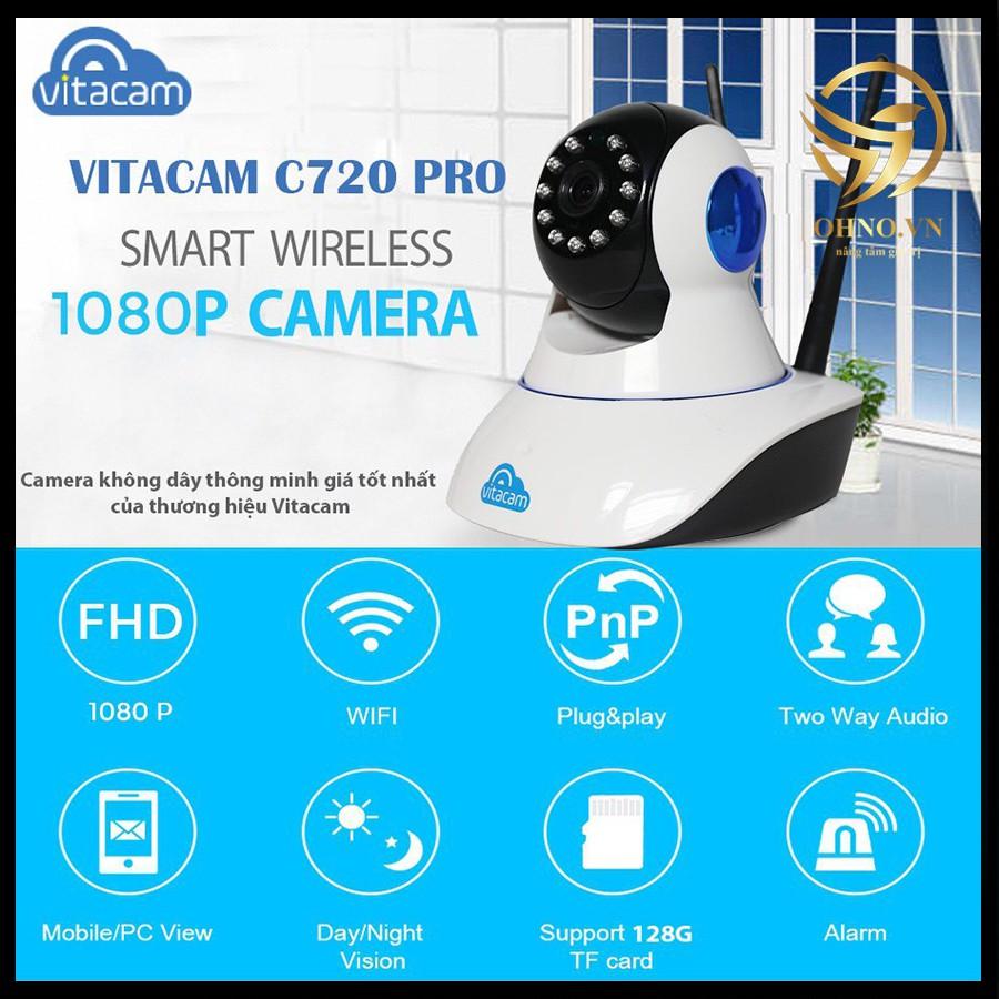 Camera IP Wifi Vitacam giám sát trong nhà C720 Pro full HD 1080P hàng chính hãng