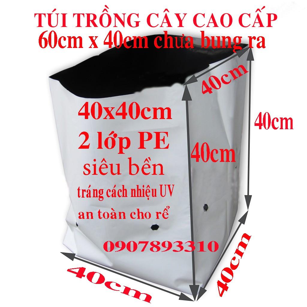 1kg Túi trồng cây 40cmx40cm, trồng dưa lưới, trồng cây ăn trái, rau màu loại to ( kích thước chưa bung ra là 60cmx40cm)