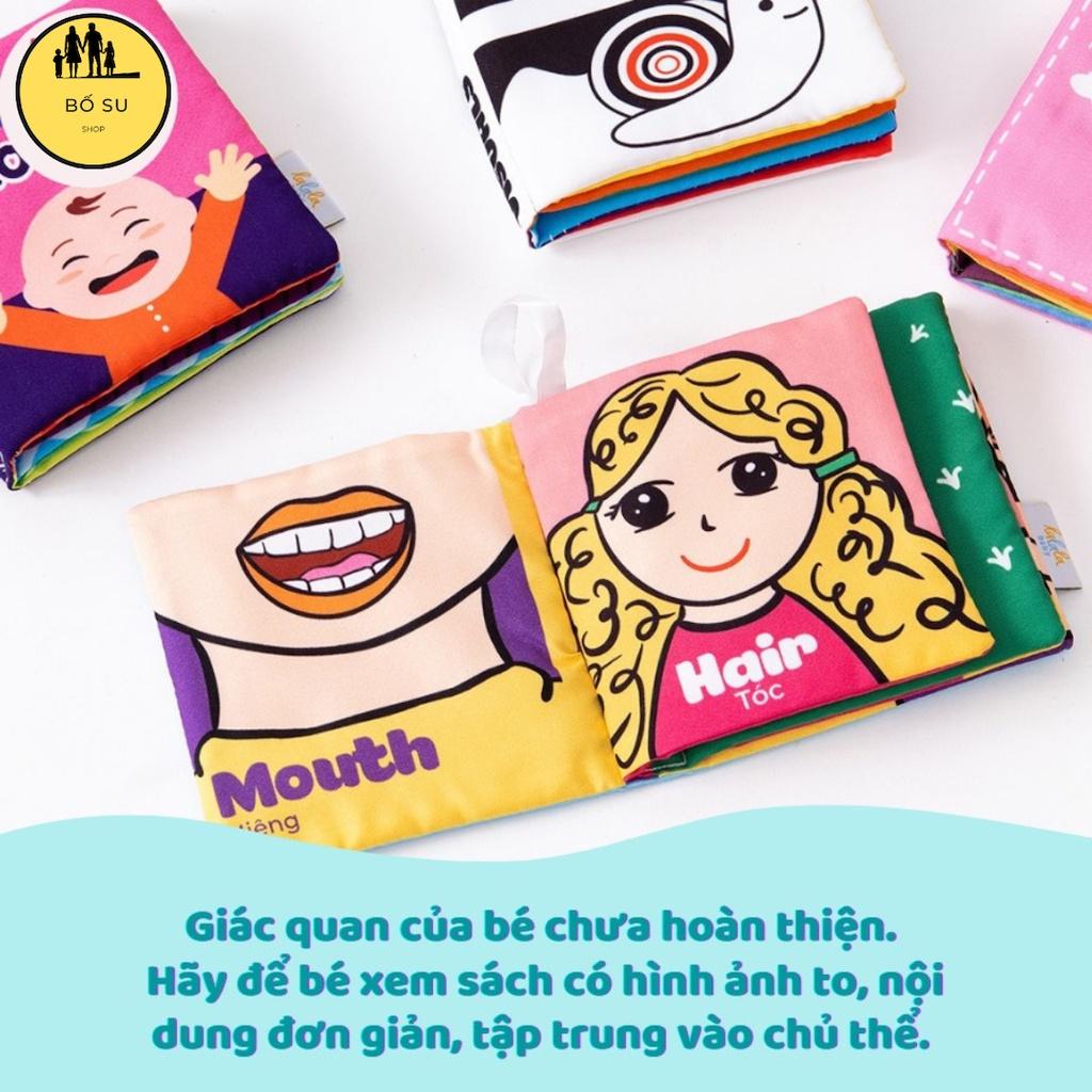 Sách vải cho bé sơ sinh 6 tháng 1 tuổi song ngữ Lalala Baby chủ đề động vật hoa quả màu sắc 12x12 cm