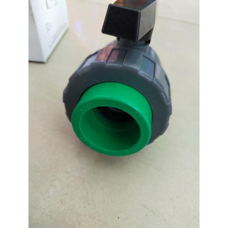 Van 1 đầu racco ren ngoài PVC 34 / van ren ngoài cấm bồn inox đầu PPR