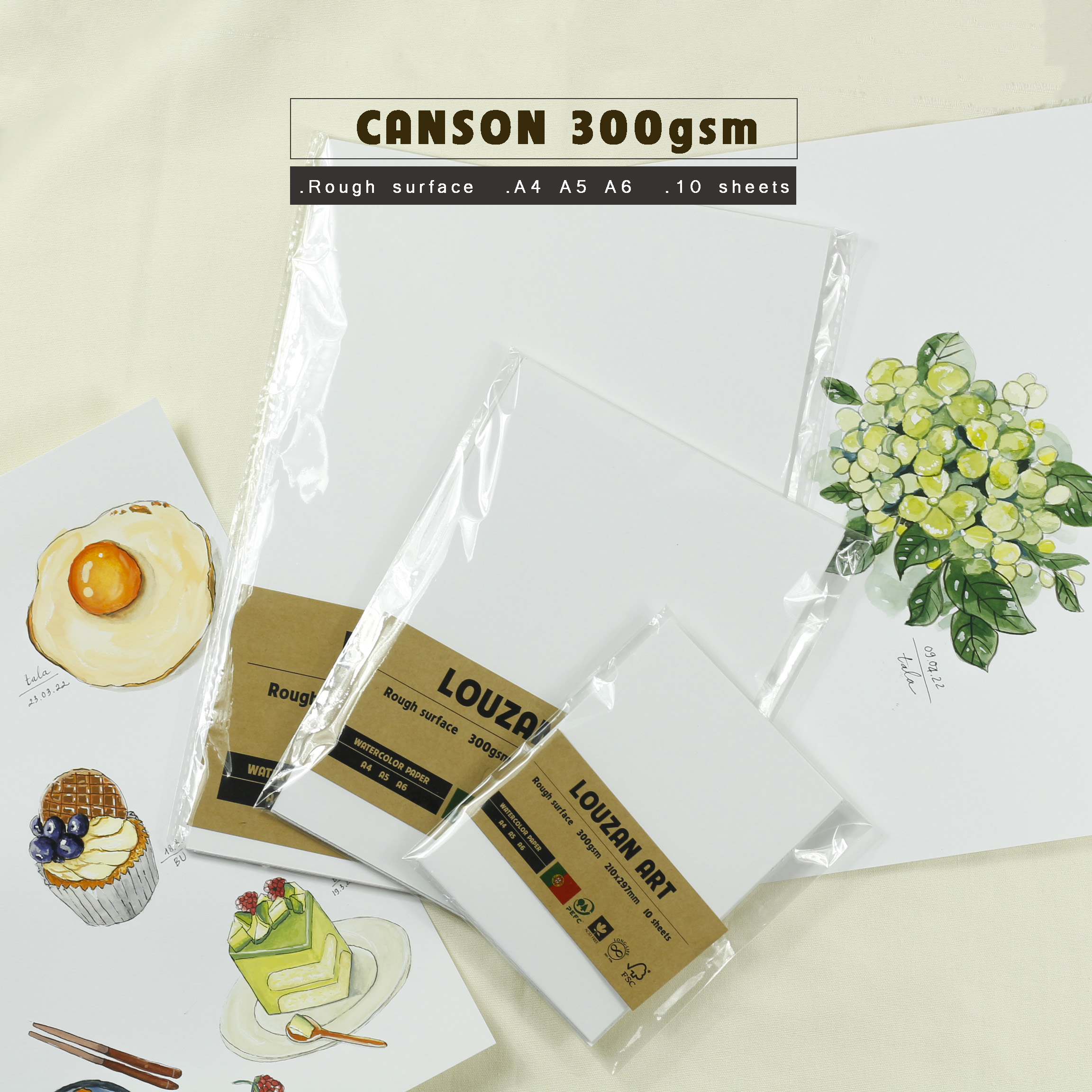 [STHM stationery] - Giấy vẽ màu nước - Canson 300gsm vân rough - Vẽ màu nước, marker touchliit