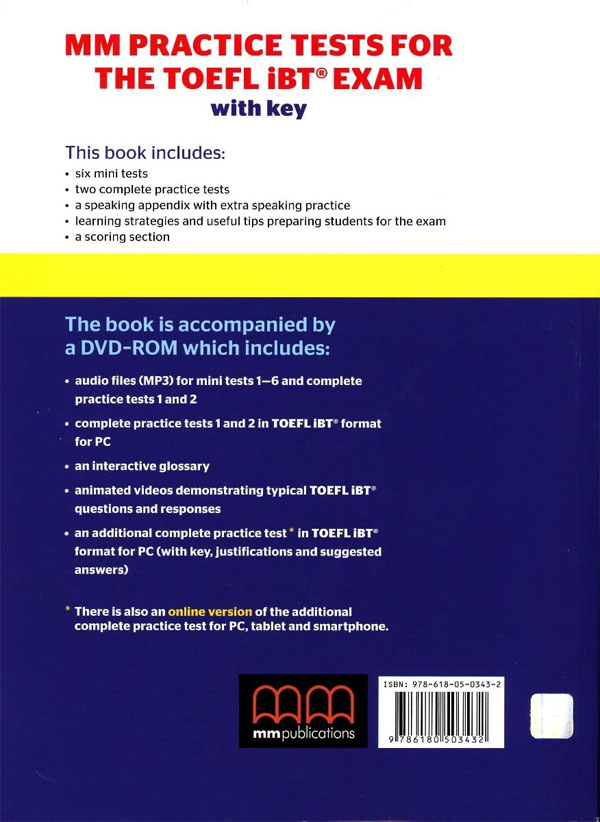 MM Publications: Sách học tiếng Anh - Sách luyện thi - MM Practice Tests For TOEFL iBT Exam with key (including DVD)