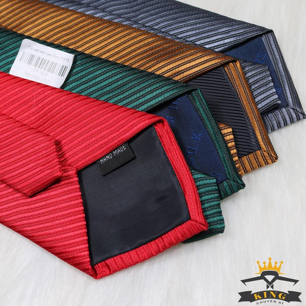 Cà vạt nam công sở KING kiểu hàng hàn quốc hiện đại sọc 3D bản 8cm C13