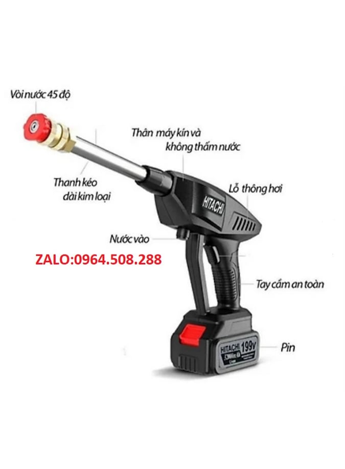 Máy Rửa xe PIN HITACHI - 199V - Rửa xe, làm vườn