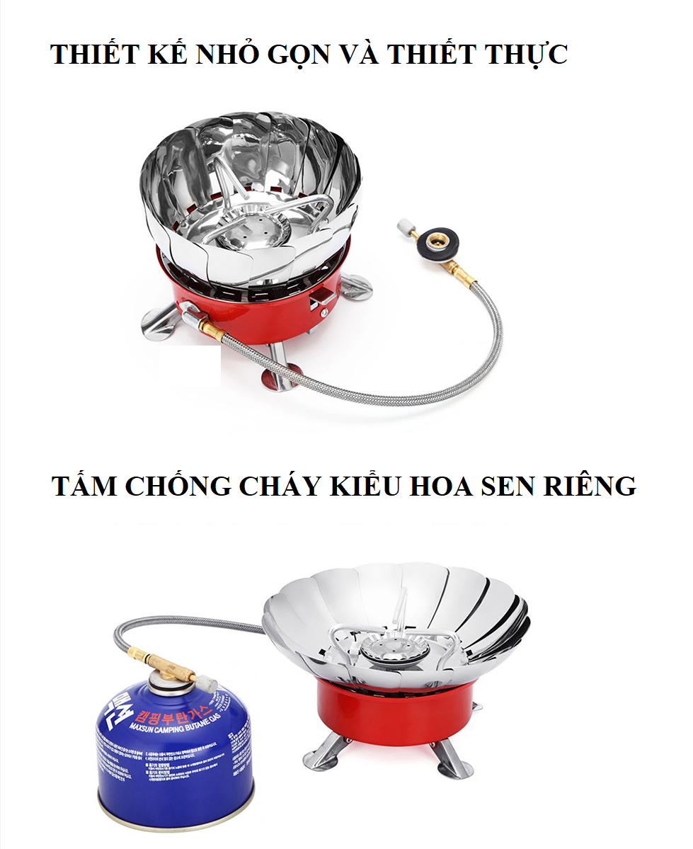 Bếp gas mini chống gió gấp gọn kiểu dáng hoa sen tiện dụng cho cắm trại dã ngoại du lịch