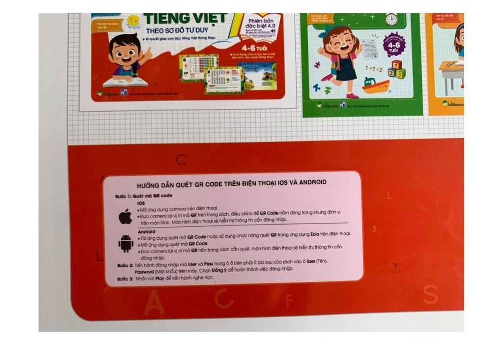 Tập đánh vần tiếng Việt theo sơ đồ tư duy phiên bản mới nhất 4.0 - Quét mã QR code nghe đọc và kể chuyện (Tặng kèm bộ thẻ học 42 thẻ chữ cái và chữ ghép)