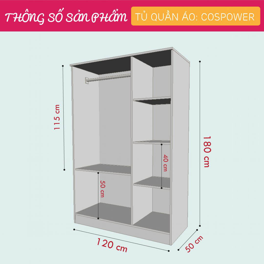 Tủ quần áo cho bé tự đứng đồ bằng gỗ công nghiệp SMLIFE Cospower